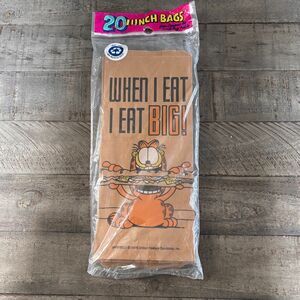 Vintage Garfield Lunch Bags Brown Paper Spray Paint Let's Eat 20 Ct New Sealed